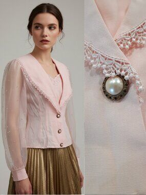 Vtg 80s faux pearl beaded evening top - Benson & Smith brand